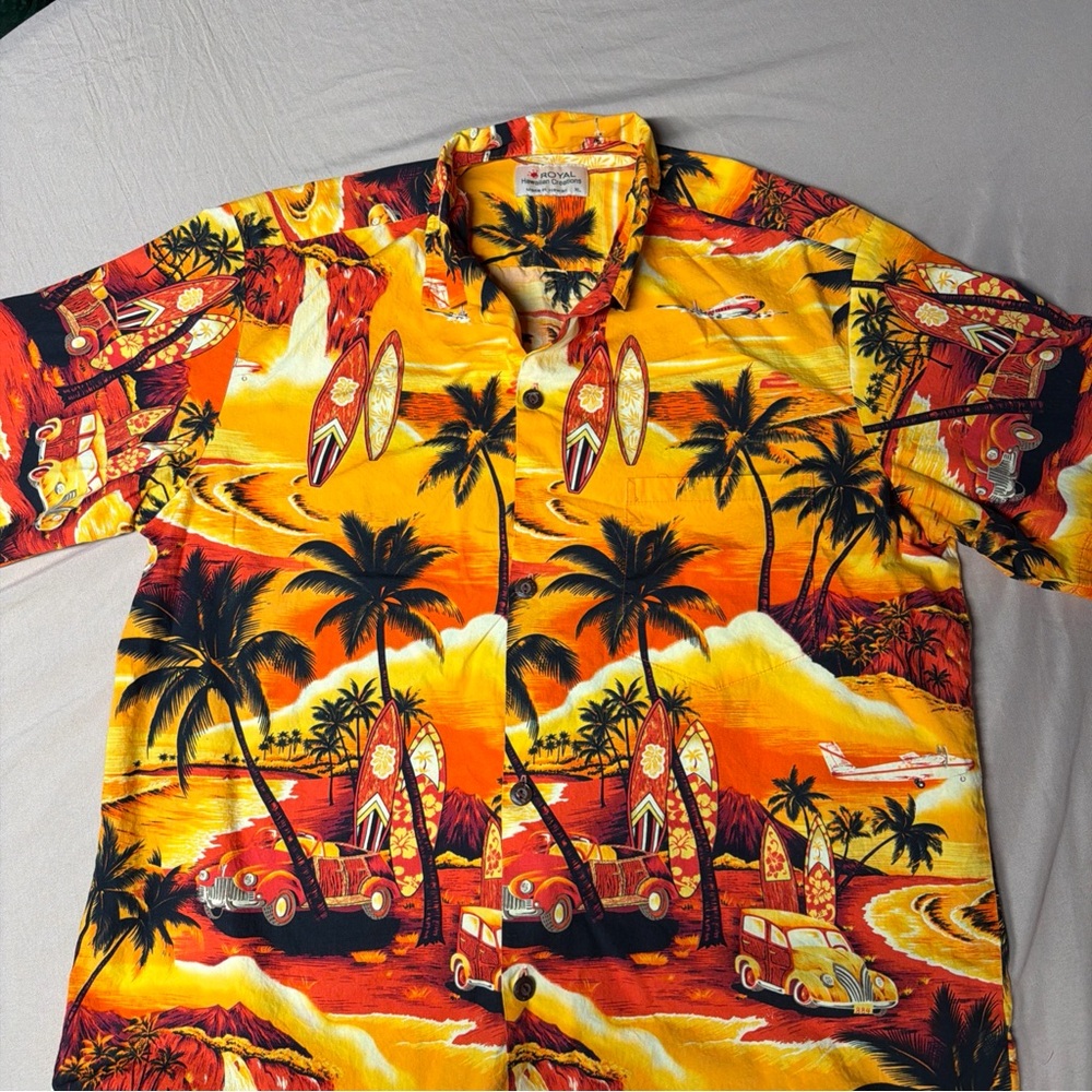 Vibrant Beach Scene Button Down Shirt